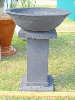 Planter bowl and shorter version pedestal, charcoal lava stone finish.