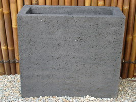 custom made planter trough, charcoal lava stone finish, water curtain pot