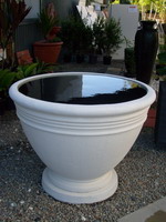 large mediterranean water feature pot, semi formal finish custom colour