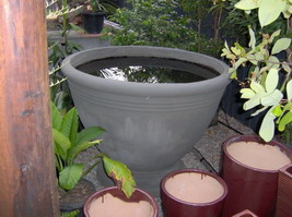 large mediterranean water feature pot, semi formal finish custom colour