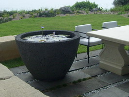 large charcoal lava stone water feature pot