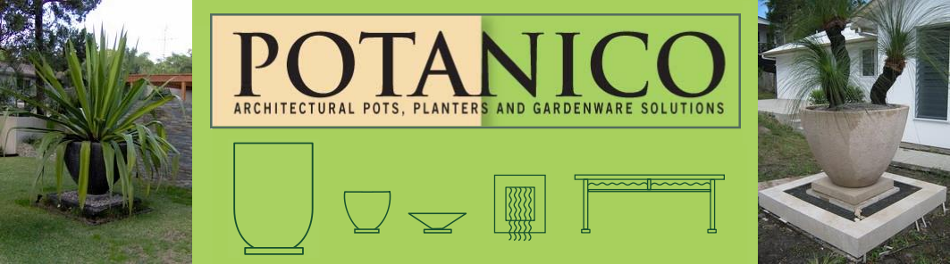 Potanico - creators of large garden bowls, fire pits and water bowls. Big garden landscaping bowls designed for large plants like bamboo and trees.