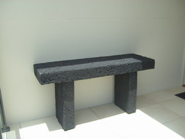 Custom Japanese style charcoal lava stone finish bench seat